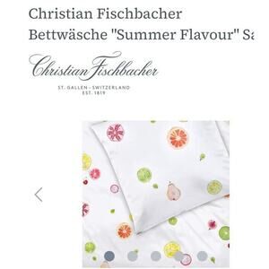 Christian Fischbacher Satin Summer Flavour FRUIT QUEEN Duvet Cover 2 Cases NWT